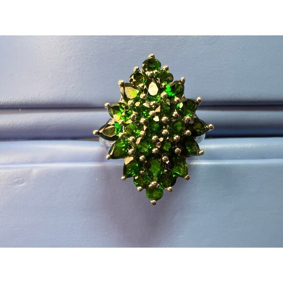 Chrome diopside sterling silver cocktail ring size 8 - Picture 14 of 16
